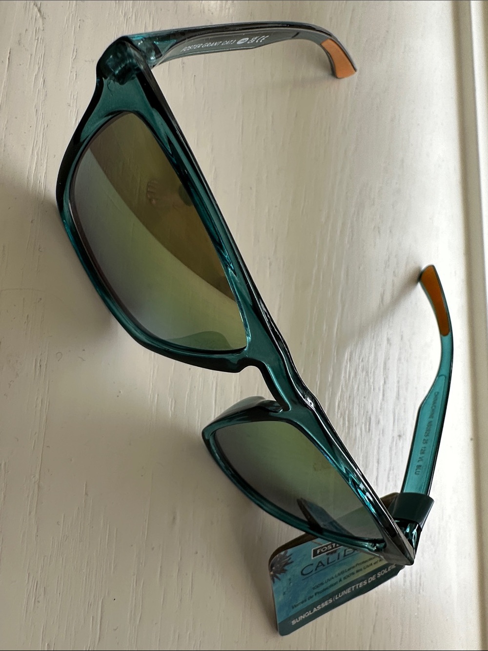 Foster Grant Men’s New Green Translucent Frame Sunglasses with Mirrored Lenses